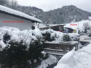 Ferienwohnung Oberaudorf Zugangsbrücke mit Schnee